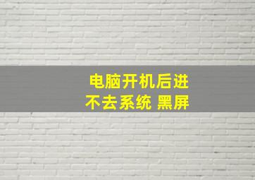 电脑开机后进不去系统 黑屏